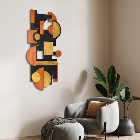 Empire Art Direct 48" x 24" Amber Embraces I Hand Made Dimensional Abstracts Wall Art